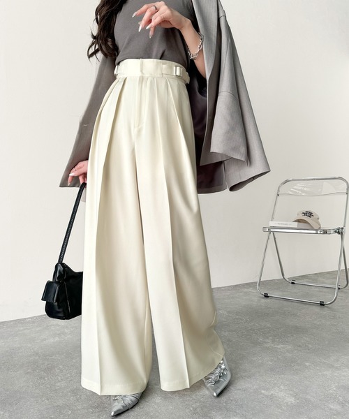 classicalelf（クラシカルエルフ）の「上品なシルエットの優秀パンツ♪サイドベルトハイウエスト2タックワイドパンツ（その他パンツ・レディース・ベージュ/アイボリー/ブラック・X-LARGE/SMALL/MEDIUM/LARGE）」の19枚目の写真