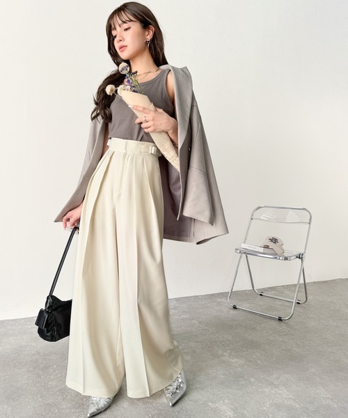 classicalelf（クラシカルエルフ）の「上品なシルエットの優秀パンツ♪サイドベルトハイウエスト2タックワイドパンツ（その他パンツ・レディース・ベージュ/アイボリー/ブラック・X-LARGE/SMALL/MEDIUM/LARGE）」の18枚目の写真