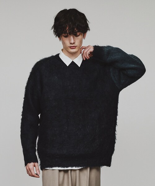 tk.TAKEO KIKUCHI（ティーケータケオキクチ）の「◆シャギーニットプルオーバー（ニット/セーター・メンズ・ブラック/ダークグリーン/オフホワイト/ブラック系/ダークグリーン系/ワイン系1・01/02/03）」の18枚目の写真