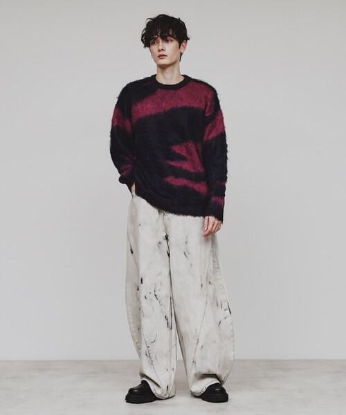 tk.TAKEO KIKUCHI（ティーケータケオキクチ）の「◆シャギーニットプルオーバー（ニット/セーター・メンズ・ブラック/ダークグリーン/オフホワイト/ブラック系/ダークグリーン系/ワイン系1・01/02/03）」の8枚目の写真