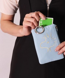 SNOOPY（スヌーピー）の「(ACT)【PEANUTS】フェイス 刺繍 ナイロン パスポーチ（パスケース）」