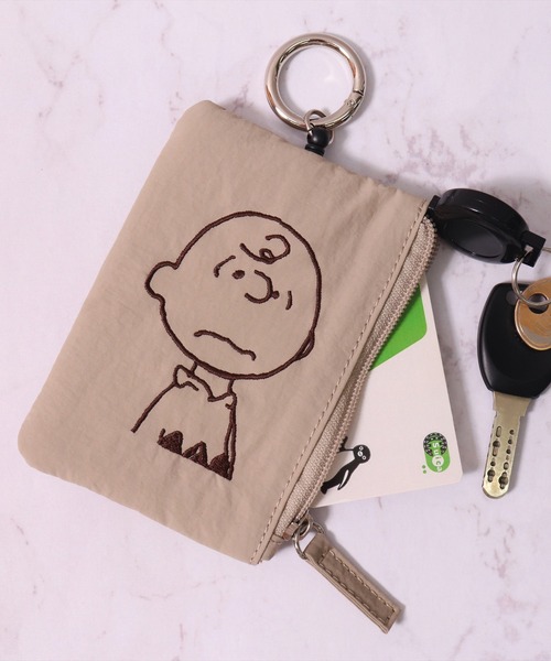 セール】(ACT)【PEANUTS】フェイス 刺繍 ナイロン パスポーチ（パス