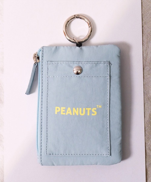 ACT)【PEANUTS】フェイス 刺繍 ナイロン パスポーチ（パスケース