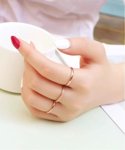 Burner（バーナー）の「【OKUOKU　0909】グリッター ３点セット シンプル リング　 oku-ring-634519063138-2 Nn（リング・レディース・ゴールド/シルバー/ピンクゴールド/その他1/その他2/その他3・US7/US9/US 6/US 8/US 11/US 10/9号/11号/14号/16号/18号）」の3枚目の写真