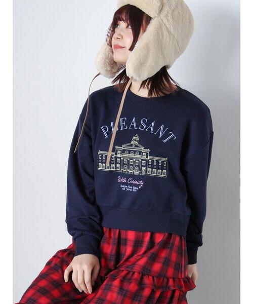 ehka sopo（エヘカソポ）の「刺繍スウェット（Tシャツ/カットソー・レディース・ネイビー/オフホワイト/ピンク/サックスブルー・F）」の3枚目の写真