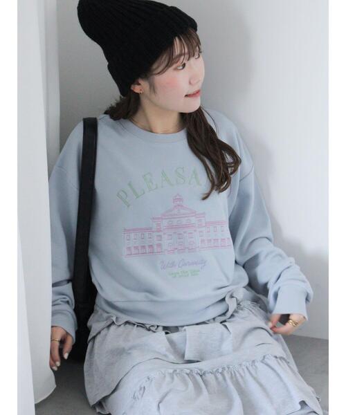 ehka sopo（エヘカソポ）の「刺繍スウェット（Tシャツ/カットソー・レディース・ネイビー/オフホワイト/ピンク/サックスブルー・F）」の4枚目の写真