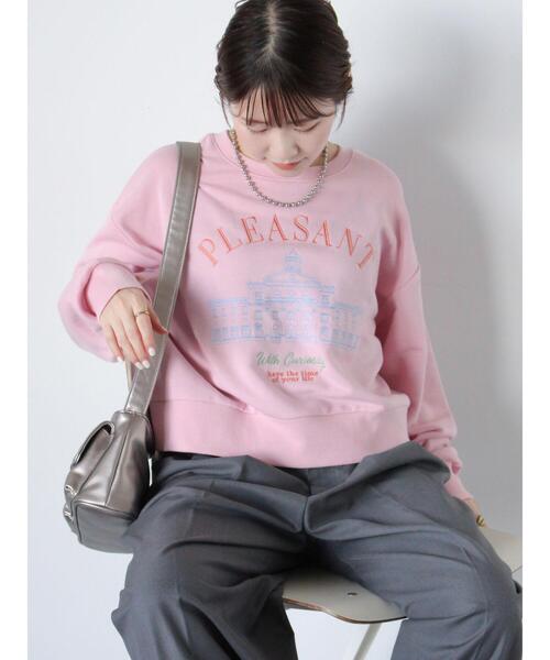 ehka sopo（エヘカソポ）の「刺繍スウェット（Tシャツ/カットソー・レディース・ネイビー/オフホワイト/ピンク/サックスブルー・F）」の5枚目の写真