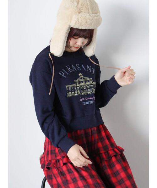 ehka sopo（エヘカソポ）の「刺繍スウェット（Tシャツ/カットソー・レディース・ネイビー/オフホワイト/ピンク/サックスブルー・F）」の14枚目の写真