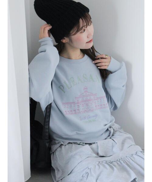 ehka sopo（エヘカソポ）の「刺繍スウェット（Tシャツ/カットソー・レディース・ネイビー/オフホワイト/ピンク/サックスブルー・F）」の21枚目の写真