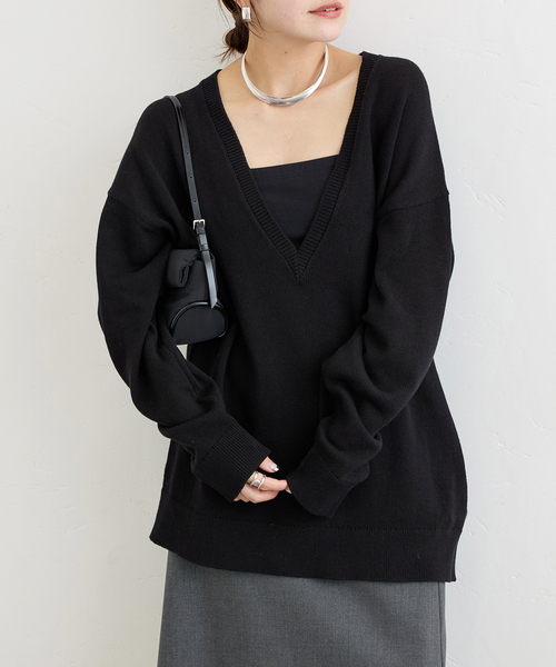 ジャーナルスタンダード ウール100％ Vネック カットソー RBC】【秋冬】ウール100％Vネックニットセーター/ブラック/ZEGNA