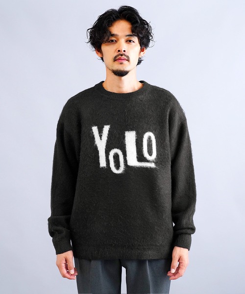 jiggys shop(ジギーズショップ)の「モヘヤ調ジャガードロゴクルーネックニットセーター(ニット/セーター・メンズ・グレー/カーキ/ブラック・X-LARGE/LARGE/MEDIUM)」の9枚目の写真