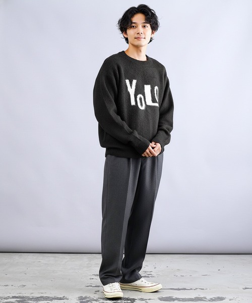 jiggys shop(ジギーズショップ)の「モヘヤ調ジャガードロゴクルーネックニットセーター(ニット/セーター・メンズ・グレー/カーキ/ブラック・X-LARGE/LARGE/MEDIUM)」の18枚目の写真