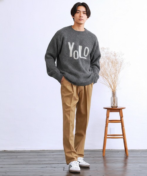 jiggys shop(ジギーズショップ)の「モヘヤ調ジャガードロゴクルーネックニットセーター(ニット/セーター・メンズ・グレー/カーキ/ブラック・X-LARGE/LARGE/MEDIUM)」の17枚目の写真
