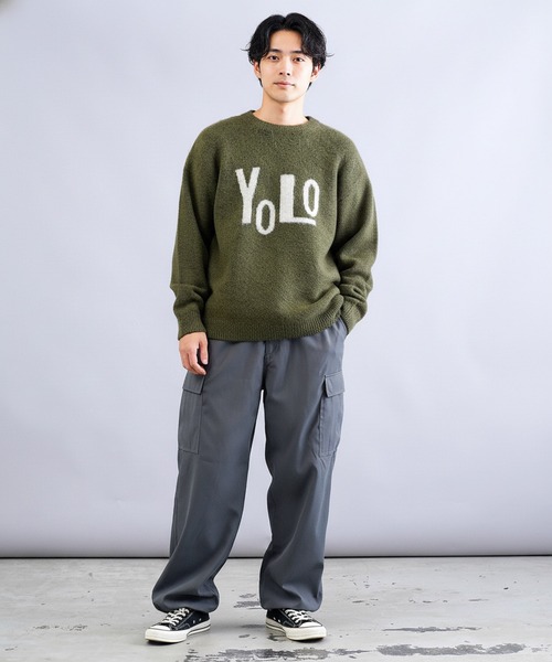 jiggys shop(ジギーズショップ)の「モヘヤ調ジャガードロゴクルーネックニットセーター(ニット/セーター・メンズ・グレー/カーキ/ブラック・X-LARGE/LARGE/MEDIUM)」の16枚目の写真