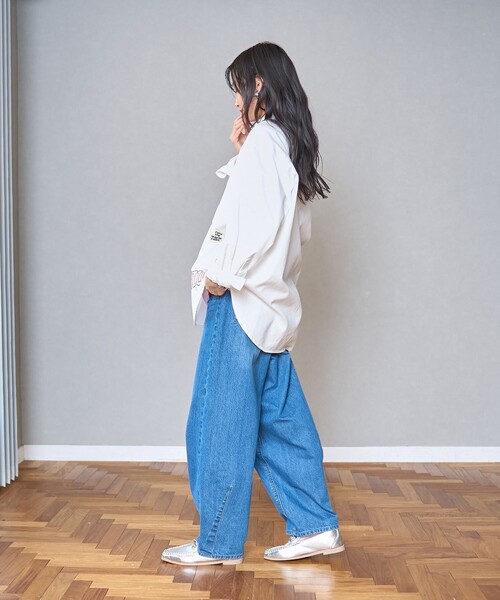 coen(コーエン)の「デニム刺繍オーバーシャツ(シャツ/ブラウス・レディース・コバルトブルー/オフホワイト・M/L)」の13枚目の写真