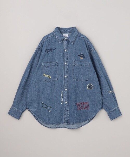 coen(コーエン)の「デニム刺繍オーバーシャツ(シャツ/ブラウス・レディース・コバルトブルー/オフホワイト・M/L)」の17枚目の写真