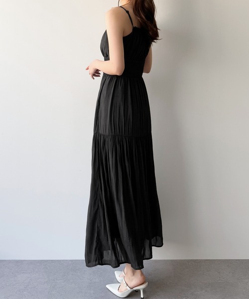 ◆Mullang ミュラーシャーリングワンピース シャーリングタックワンピース