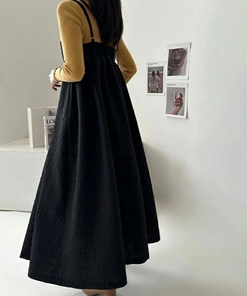 ECLIN（エクラン）の「ふくれジャガードキャミワンピース（ワンピース・レディース・モカ/ネイビー/ブラック・M/L/XL）」の15枚目の写真
