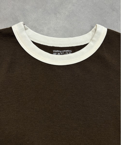 ad thie(アドティエ)の「パイピング リンガー ロングTシャツ(Tシャツ/カットソー・レディース・オフホワイト/ブラック/ダークブラウン・FREE)」の4枚目の写真