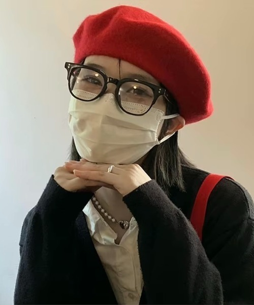 almo(アルモ)の「韓国 レディース ウールベレー帽(BDS)(ハンチング/ベレー帽・メンズ・ホワイト/レッド/ブラック/ブラウン系・FREE)」の6枚目の写真