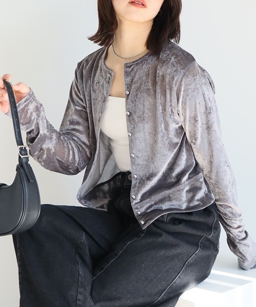 セール】【NOGLE/ノグル】シアーベロアカーディガン（カーディガン