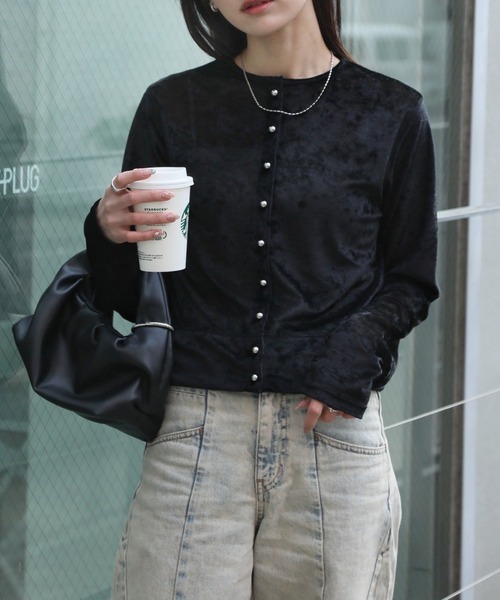A/Pベロアボレロ 八分袖ベロアボレロ ブラック S/M/L | iichi 日々の暮らしを