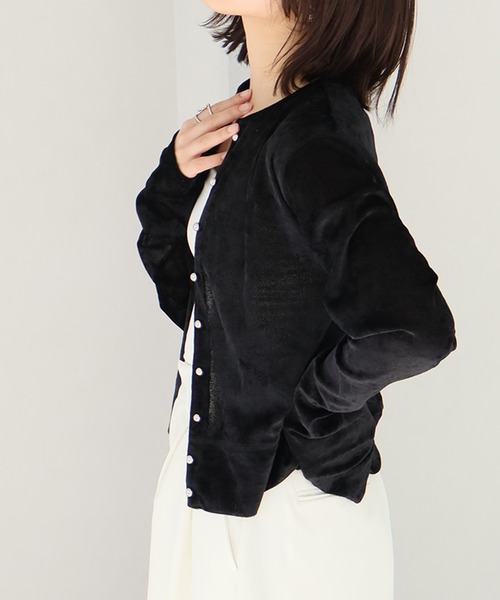 セール】【NOGLE/ノグル】シアーベロアカーディガン(カーディガン セール】【NOGLE/ノグル】シアーベロアカーディガン(カーディガン