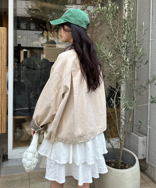 w closet アウター　フリーサイズ　ベージュ w closet（ダブルクローゼット）の「【3色展開】BIGポケット