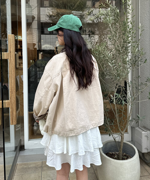 w closet（ダブルクローゼット）の「【3色展開】BIGポケットカバーオール（ブルゾン・レディース・ベージュ/ピンク/サックスブルー・FREE）」の9枚目の写真