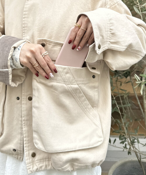 w closet（ダブルクローゼット）の「【3色展開】BIGポケットカバーオール（ブルゾン・レディース・ベージュ/ピンク/サックスブルー・FREE）」の12枚目の写真