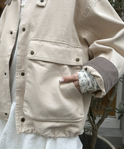 w closet（ダブルクローゼット）の「【3色展開】BIGポケットカバーオール（ブルゾン・レディース・ベージュ/ピンク/サックスブルー・FREE）」の13枚目の写真