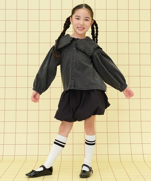 LEPSIM(レプシィム)の「【KIDS】フリル襟デニムブラウス 283660(シャツ/ブラウス・キッズ・ブルー/ブラック・120/140)」の1枚目の写真