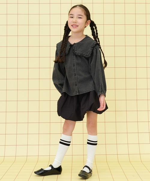 LEPSIM(レプシィム)の「【KIDS】フリル襟デニムブラウス 283660(シャツ/ブラウス・キッズ・ブルー/ブラック・120/140)」の15枚目の写真