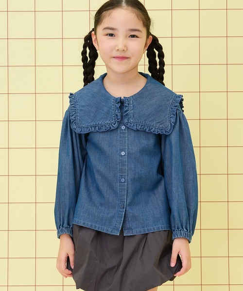 LEPSIM(レプシィム)の「【KIDS】フリル襟デニムブラウス 283660(シャツ/ブラウス・キッズ・ブルー/ブラック・120/140)」の18枚目の写真