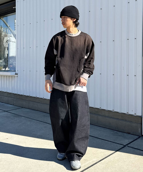 RePRODUCTION LABEL(リプロダクションレーベル)の「【RePRODUCTION LABEL / リプロダクションレーベル】リブ切替ダメージスウェット(Tシャツ/カットソー・レディース・ピンク/ネイビー/ブラック・FREE)」の9枚目の写真