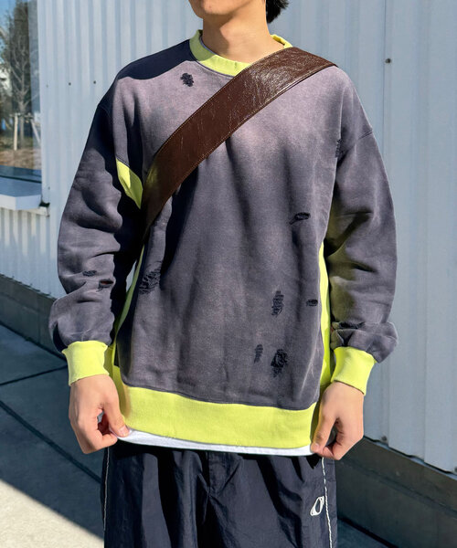 RePRODUCTION LABEL(リプロダクションレーベル)の「【RePRODUCTION LABEL / リプロダクションレーベル】リブ切替ダメージスウェット(Tシャツ/カットソー・レディース・ピンク/ネイビー/ブラック・FREE)」の13枚目の写真