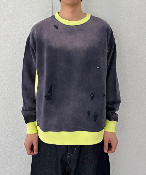 RePRODUCTION LABEL(リプロダクションレーベル)の「【RePRODUCTION LABEL / リプロダクションレーベル】リブ切替ダメージスウェット(Tシャツ/カットソー・レディース・ピンク/ネイビー/ブラック・FREE)」の18枚目の写真