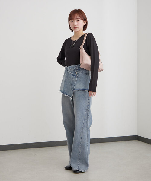 mline（エムライン）の「[mline]ロゴポイントリブＴ（Tシャツ/カットソー・レディース・ピンク/ベージュ/アイボリー/ブラック/グレー・FREE）」の19枚目の写真
