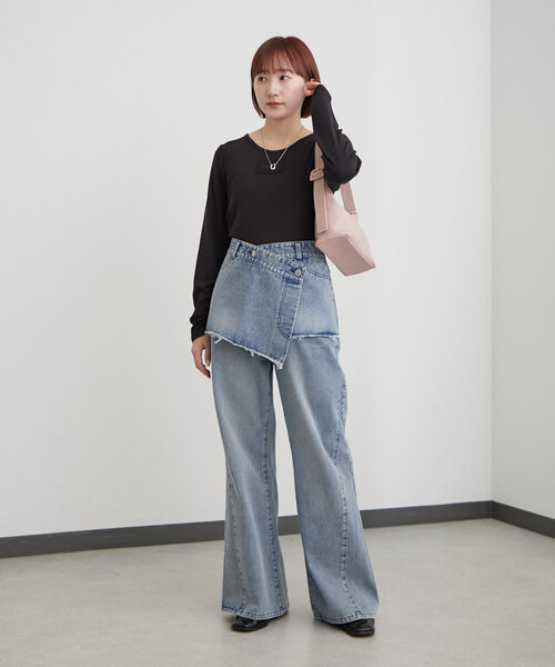 mline（エムライン）の「[mline]ロゴポイントリブＴ（Tシャツ/カットソー・レディース・ピンク/ベージュ/アイボリー/ブラック/グレー・FREE）」の20枚目の写真