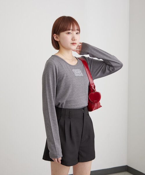 mline（エムライン）の「[mline]ロゴポイントリブＴ（Tシャツ/カットソー・レディース・ピンク/ベージュ/アイボリー/ブラック/グレー・FREE）」の22枚目の写真