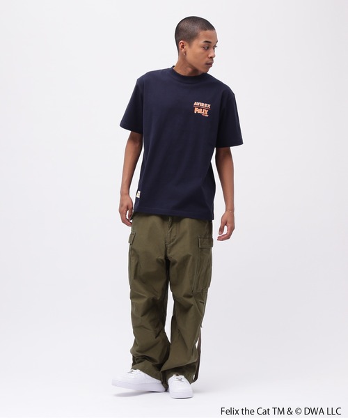 人気【AVIREX × FELIX/アヴィレックス ×フィリックス】Tシャツ AVIREX×FELIX》EMBROIDERY LOGO T-SHIRT/刺繍ロゴ 半袖Tシャツ