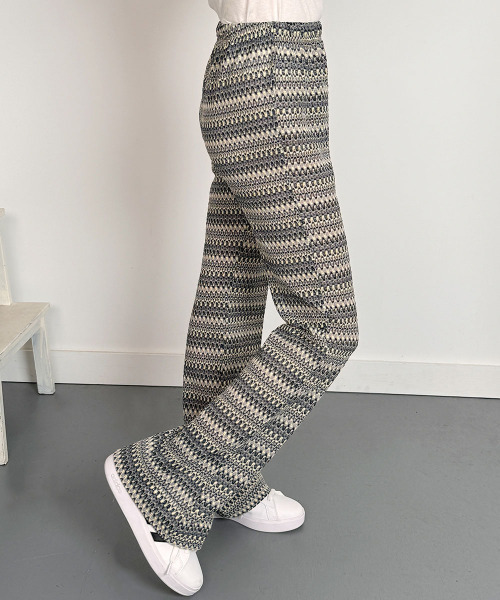 パンツ Eaphi plant motif knit pants セール】ヒッピー風エスニックニットパンツ Hippie-style Ethnic