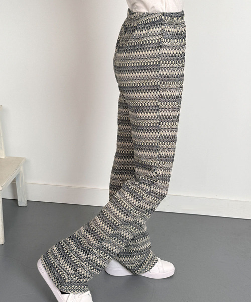 【未使用】RUS NAIFU knit pants レモン色 ニットパンツ 春 セール】ヒッピー風エスニックニットパンツ Hippie-style Ethnic