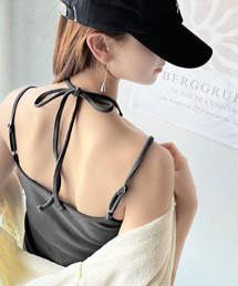 mily bilet | 【mily bilet】オールシーズンの必需品!カップ付きホルターネック風ストラップキャミソール(キャミソール)