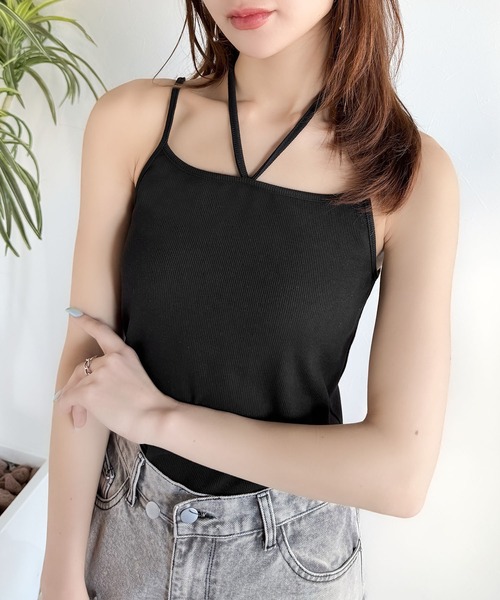 mily bilet（ミウィビレット）の「【mily bilet】オールシーズンの必需品！カップ付きホルターネック風ストラップキャミソール（キャミソール・レディース・ブラック/ブラック系その他/チャコールグレー/アイボリー・X-LARGE/LARGE/MEDIUM/SMALL）」の21枚目の写真