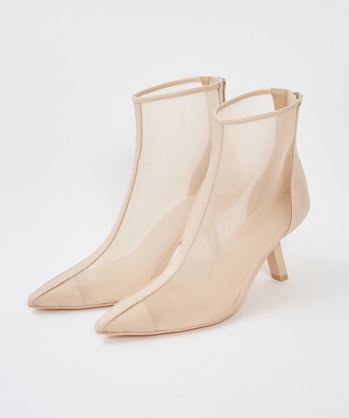 ROYAL PARTY（ロイヤルパーティー）の「シアーショートブーツ（ブーツ・レディース・ベージュ/ブラック・MEDIUM/LARGE）」の3枚目の写真