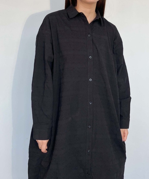 AS KNOW AS plus（アズノゥアズプラス）の「●バルーン ロングシャツワンピース（シャツワンピース・レディース・サックスブルー系/ブラック系/ネイビー系・FREE）」の4枚目の写真