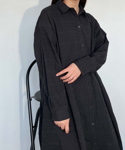 AS KNOW AS plus（アズノゥアズプラス）の「●バルーン ロングシャツワンピース（シャツワンピース・レディース・サックスブルー系/ブラック系/ネイビー系・FREE）」の5枚目の写真