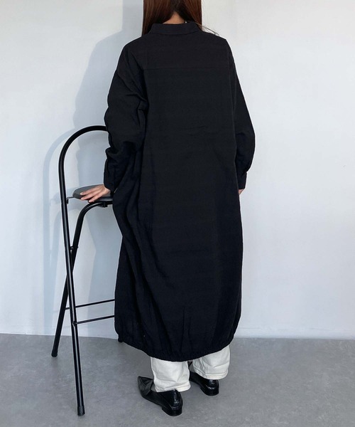 AS KNOW AS plus（アズノゥアズプラス）の「●バルーン ロングシャツワンピース（シャツワンピース・レディース・サックスブルー系/ブラック系/ネイビー系・FREE）」の8枚目の写真