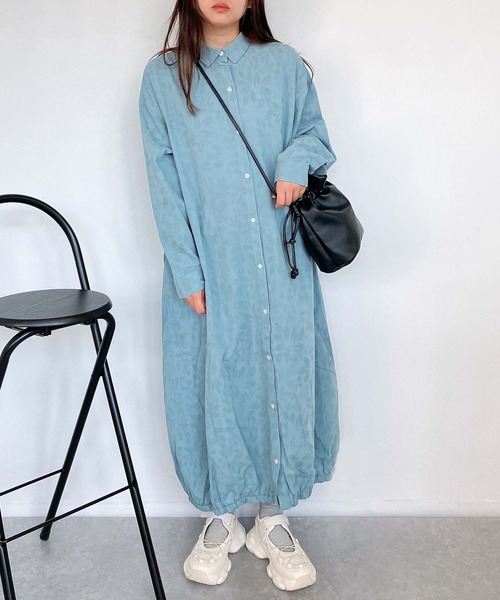 AS KNOW AS plus（アズノゥアズプラス）の「●バルーン ロングシャツワンピース（シャツワンピース・レディース・サックスブルー系/ブラック系/ネイビー系・FREE）」の9枚目の写真